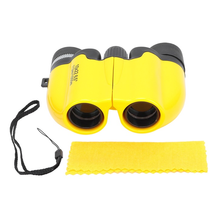 Компактен бинокъл 10x22, с дълъг зум, HD изображение, жълт, за деца