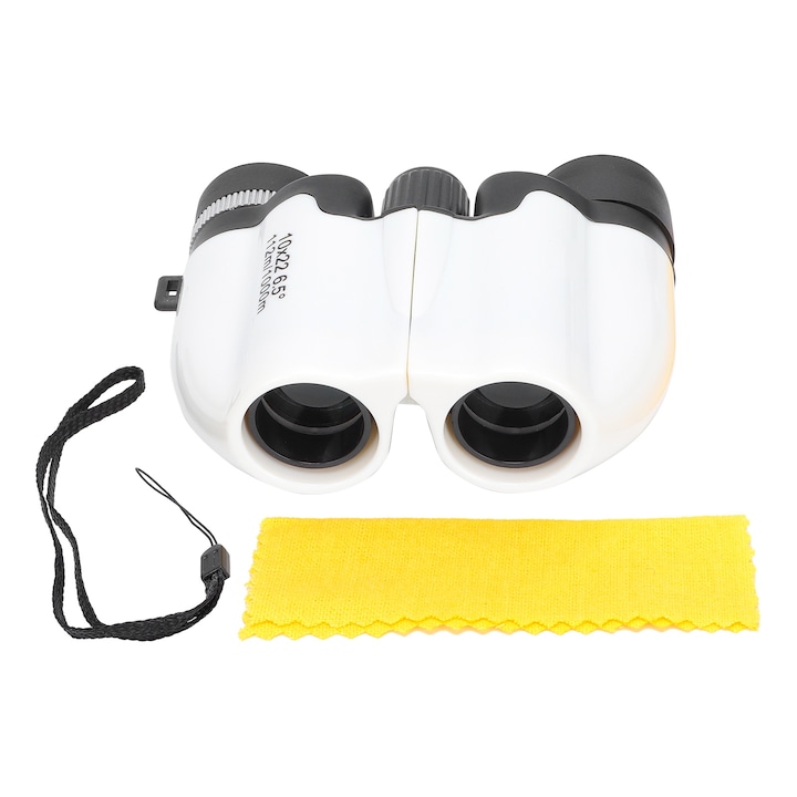 Компактен бинокъл, longziming, 10x22, водоустойчив, бял