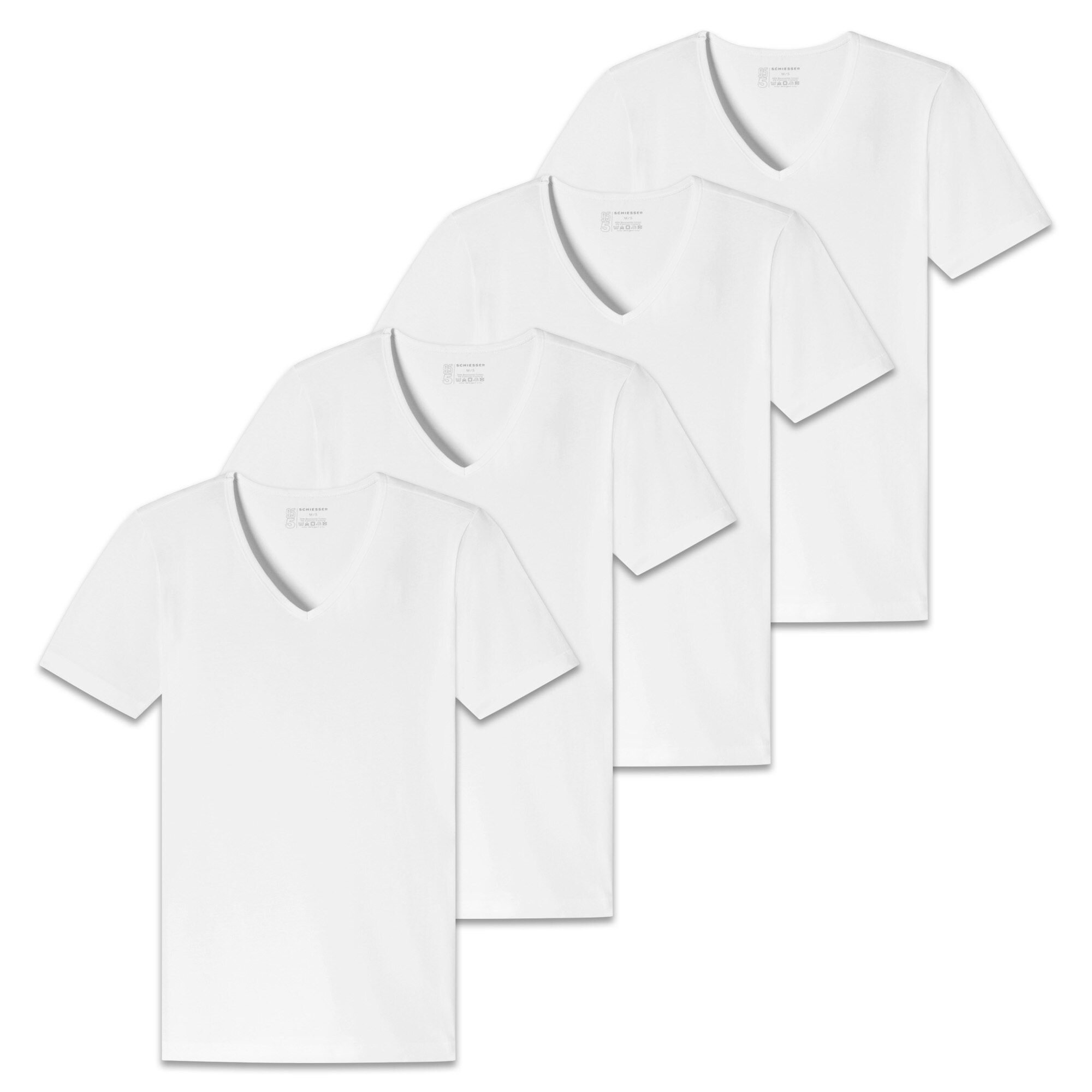 Schiesser, Set de tricouri de casa, din amestec de bumbac - 4 piese, Alb, 2XL