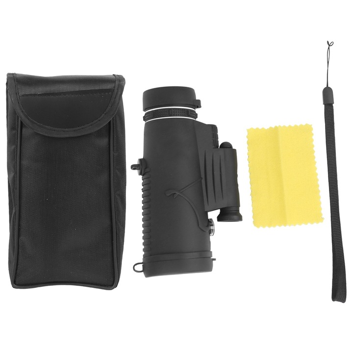 Монокулярен телескоп 12x50, longziming, 4 в 1, с функция за осветление, компас, черен