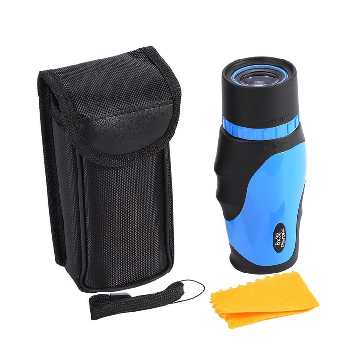 Монокулярен телескоп 6X, longziming, компактен, неплъзгащ се, син, 12.5x4.3x4cm