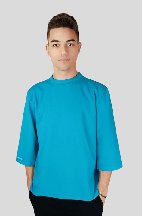 Tricou oversize din bumbac, de barbatidsaff, Turcoaz