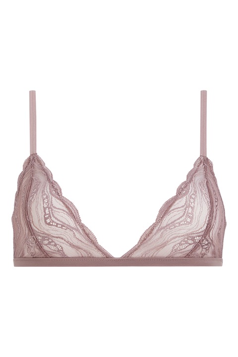 CALVIN KLEIN, Háromszög alakú csipkés melltartó, Barna, XL