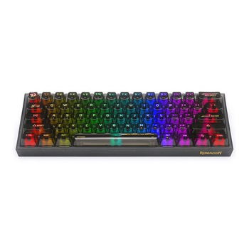Tastatura mecanica gaming Redragon Fizz TKL K617 60%, iluminare RGB, transparent switches, USB type-C, Negru
