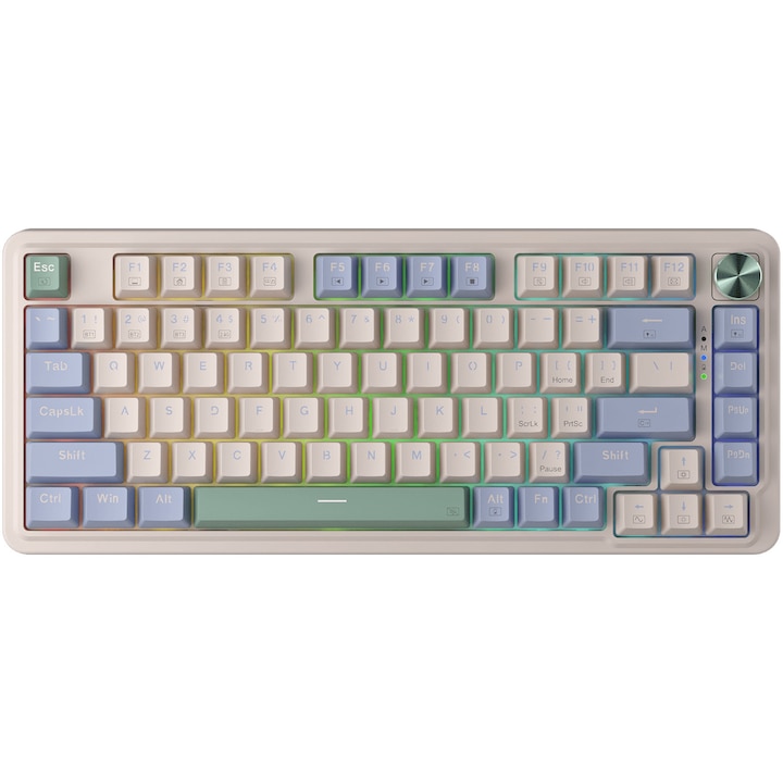 Tastatura gaming mecanica Bluetooth cu si fara fir Redragon Ucal Pro, iluminare RGB, Alb