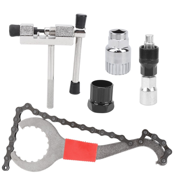 Set unelte reparare bicicleta Bizaical, extractor manivela, cheie lant, demontor suport inferior, otel inoxidabil, 592g