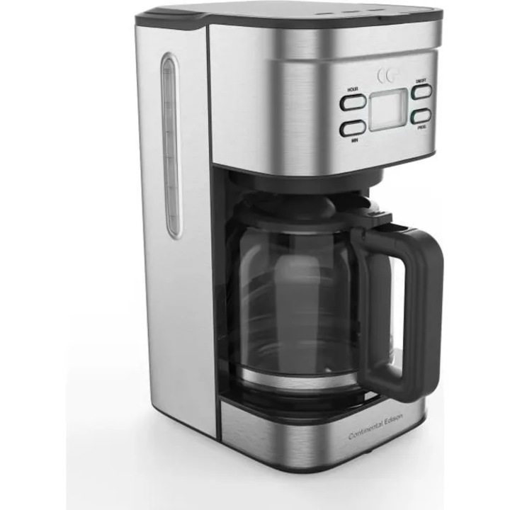 Filtru de cafea CONTINENTAL EDISON CECF12TIX, 900W, 1.5L, 10-12 cesti, Ecran LCD, Sticla, Inox