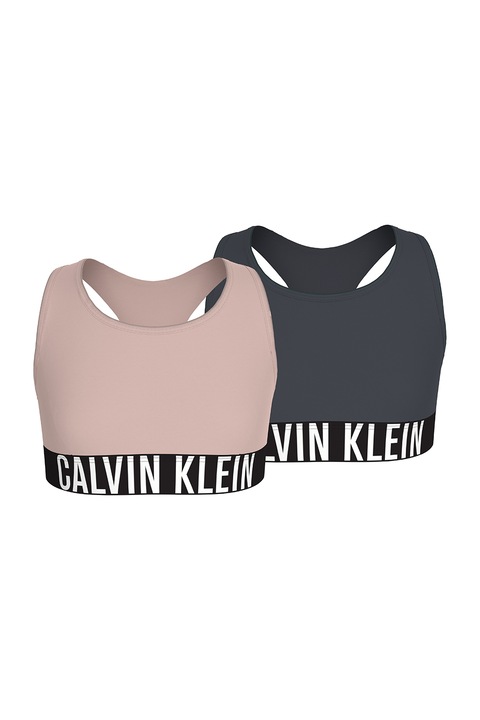 CALVIN KLEIN, Set de bustiera cu banda logo - 2 piese, Negru/Bej, 164-176 CM