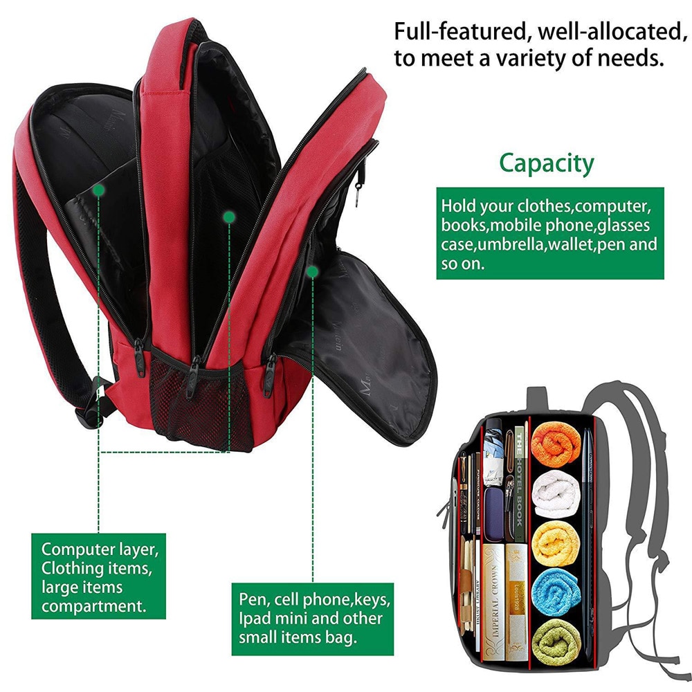 Rucsac de calatorie, AMRINUGL, 18 inch, Rosu