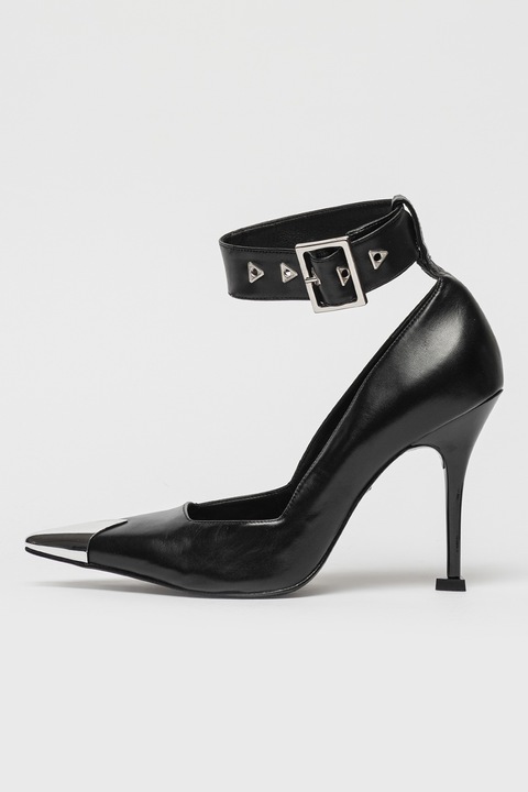 Schutz, Pantofi din piele cu toc stiletto Darla, Negru/Argintiu, 36