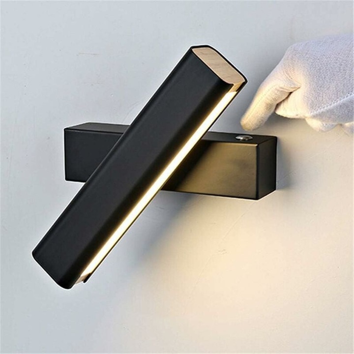 Jormftte tömörfa LED fali lámpa, 360°-ban forgatható, meleg fehér, 20x4.5x4cm