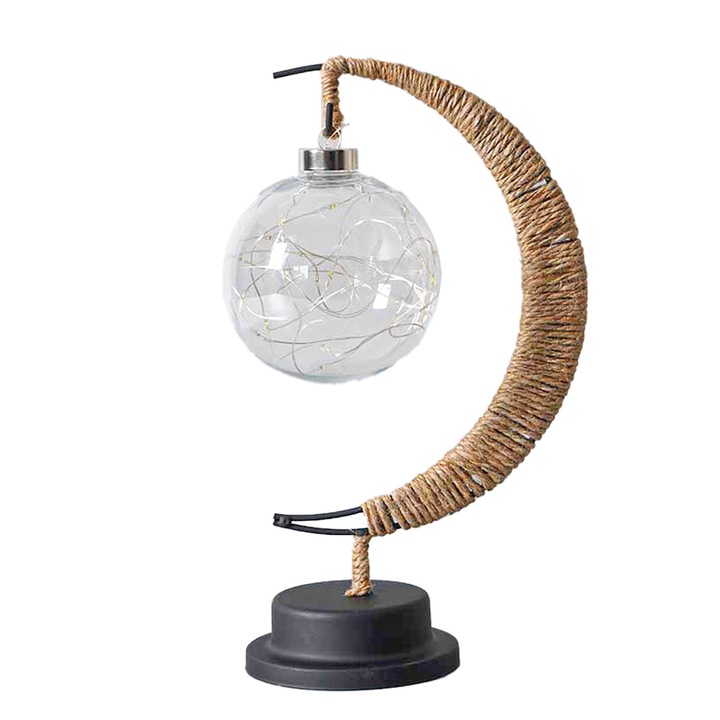 Dekoratív asztali lámpa, éjszakai lámpa pamut tekerccsel, LED-es lámpa, meleg fényű stílus 5