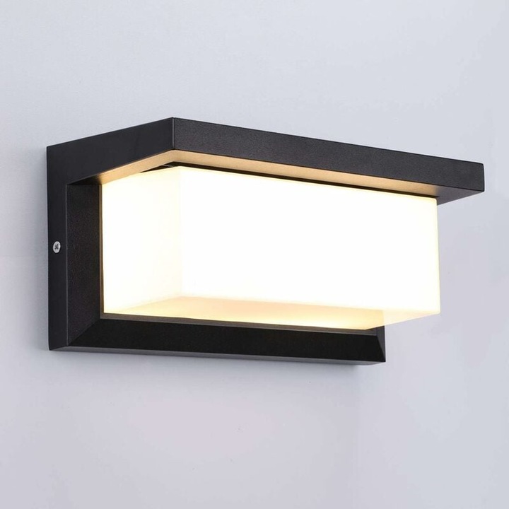 LED kültéri lámpa, modern alumínium lámpa, szuper fényes, IP66 vízálló, antracit, 26x13x13cm, fekete