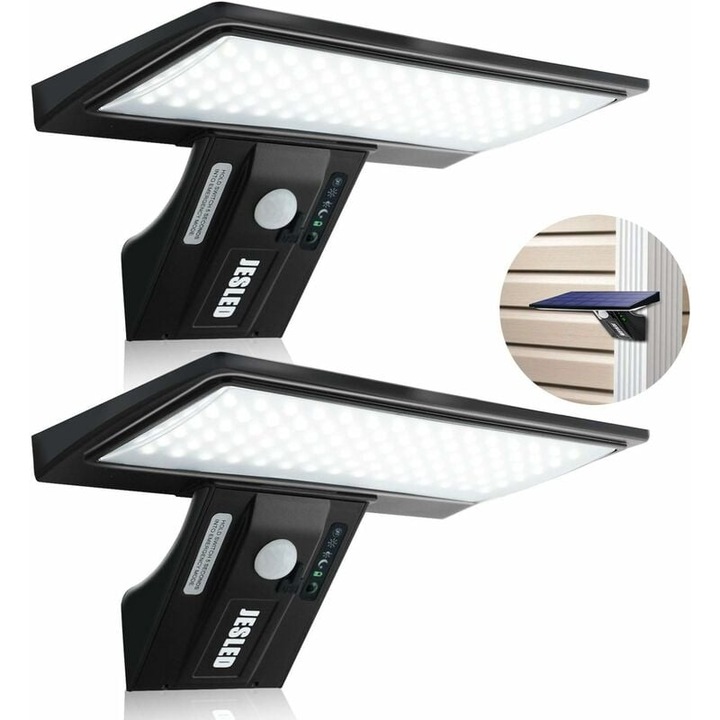 Lampa solara cu senzor de miscare, Enforose, iluminare eficienta, lumina alba rece, set 2 bucati