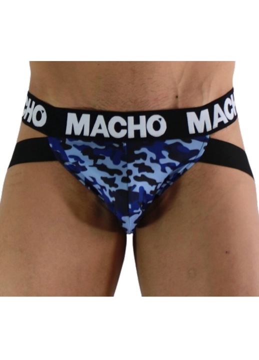 MACHO UNDERWEAR MX28MA Jockstrap, anatómiai támaszték, dupla támasztószalagok, katonai kék, XL