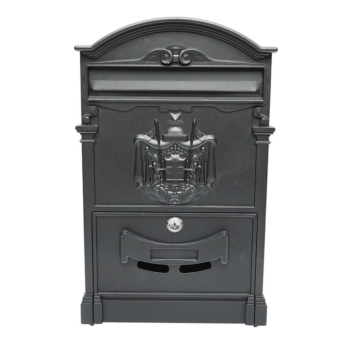 Postaláda, antracit fekete, 26x9x41 cm