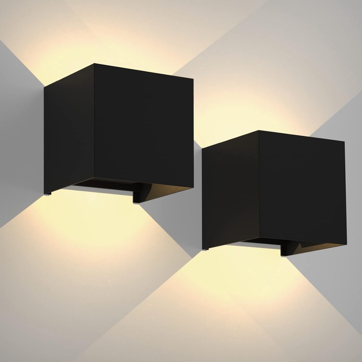 Външни стенни осветителни тела, модерна кубична лампа с регулируем ъгъл на светлината за подобрена атмосфера, енергоспестяващи LED светлинни перли, идеални за широкообхватни приложения (черно), Enforose