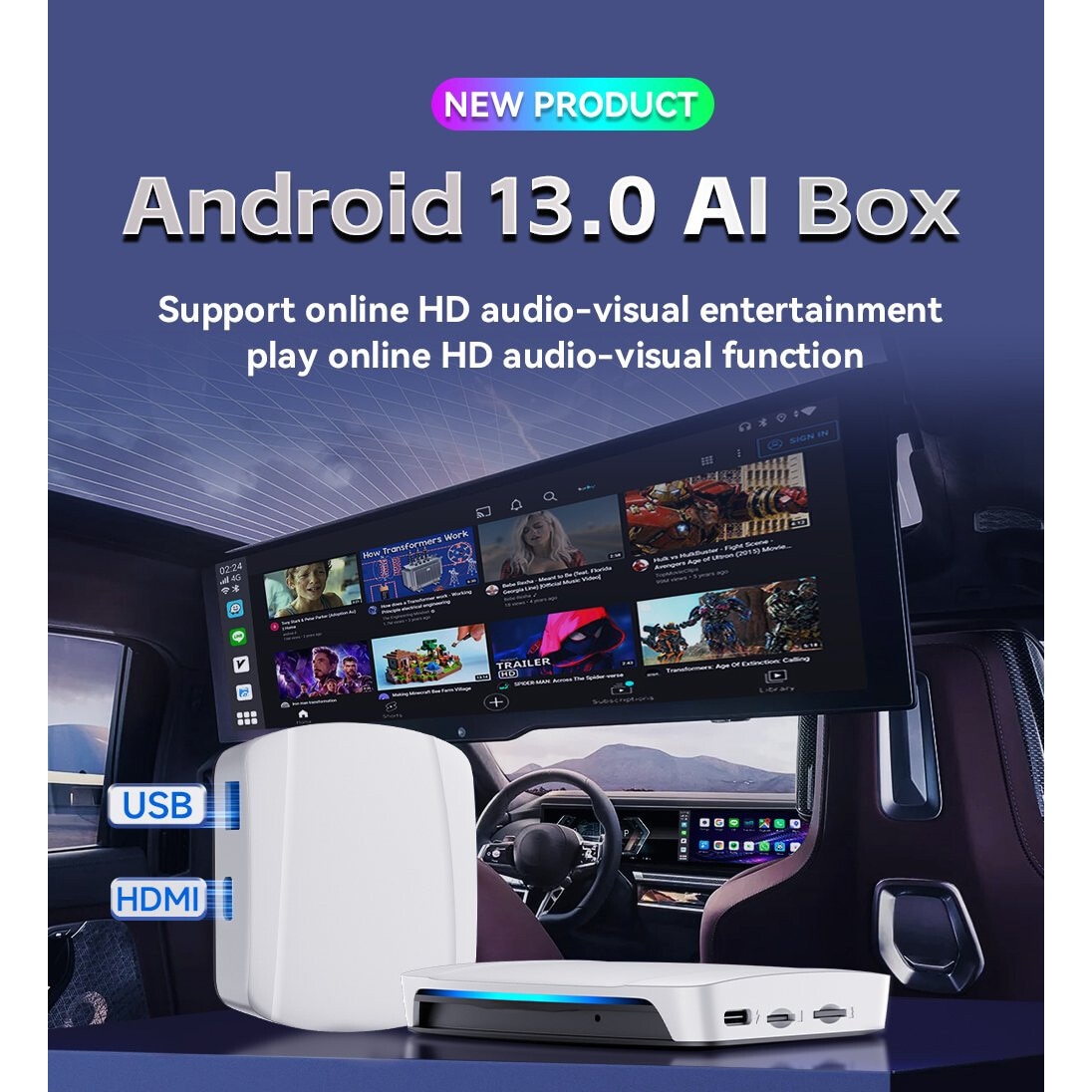 Carlinkit Tbox UHD Carplay 3 in 1 AI Box, 4G, Android 13, 8GB RAM