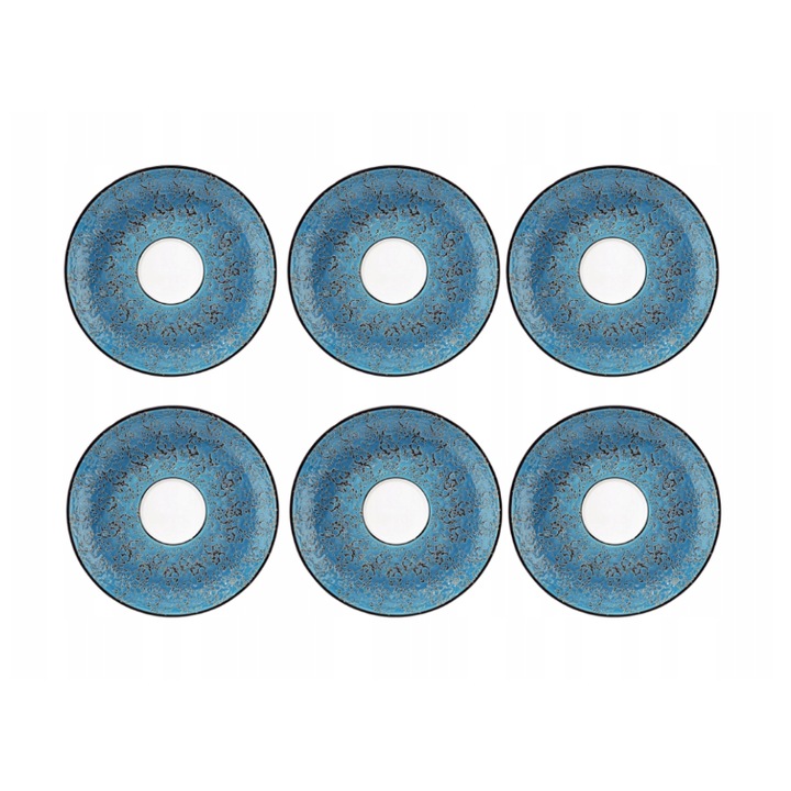 Комплект Десертна чиния, Wilmax England, от син порцелан, 11 см, 6 броя