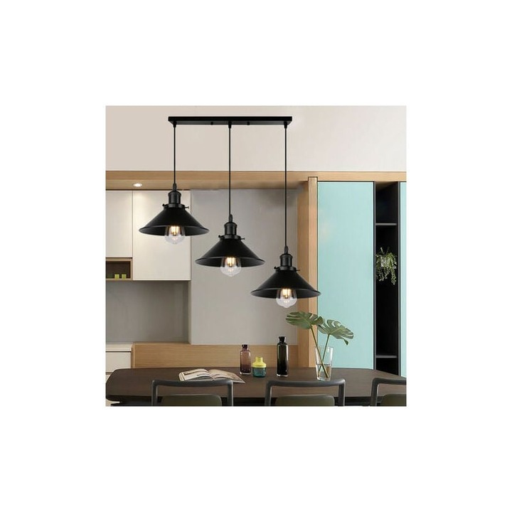 Рустикален дървен полилей Enforose, регулируема височина, за интериор