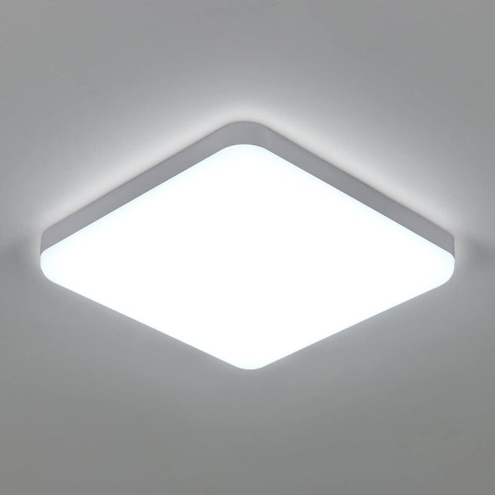 Toollight LED mennyezeti lámpa 30W, 2700LM 4500K, Modern négyzet alakú LED plafonlámpa, Plafonlámpák fürdőszobába, konyhába, hálószobába, nappaliba, erkélyre, folyosóra, O24.8CM