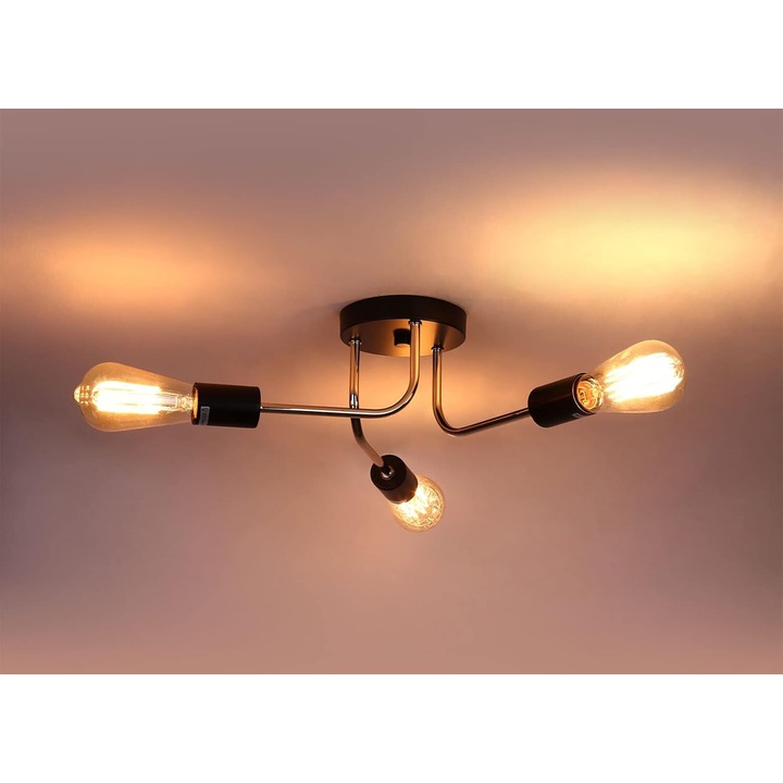 Corp de iluminat Sputnik, plafon industrial cu design modern la mijlocul secolului, priza reglabila, design minimalist pentru sufragerie, bucatarie, sufragerie (priza E26)