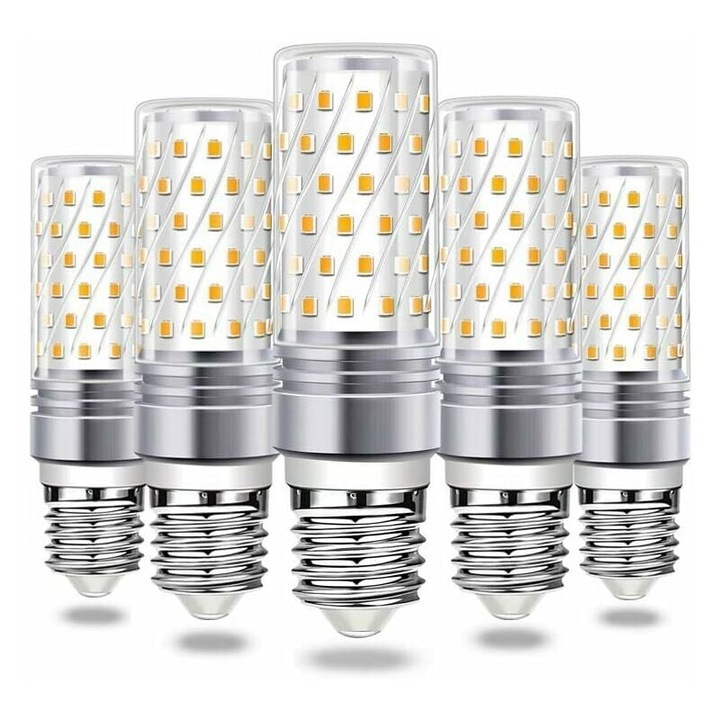 16W E27 LED крушка тип царевица, 3000K топла светлина, 1600LM ярка, AC 230V, за пендел E27, 360° LED лъч, комплект от 5 броя