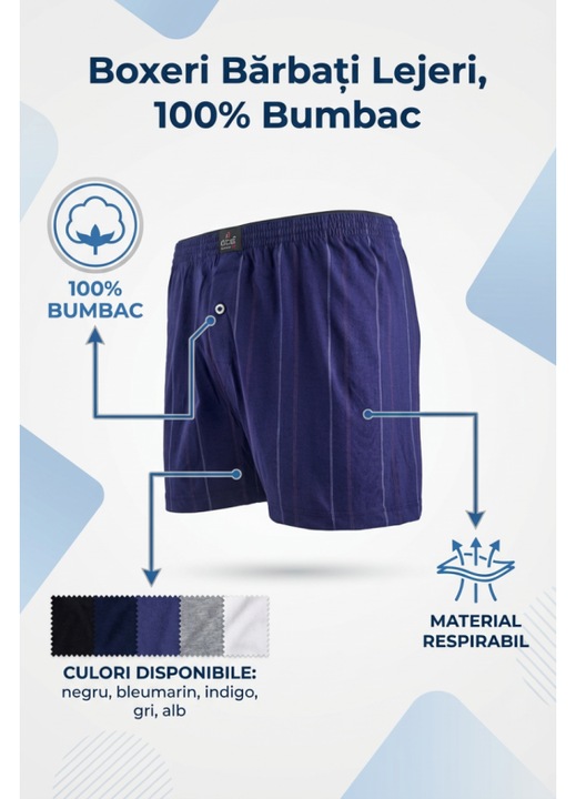 Boxer barbati, din bumbac, 2652-1 OTS, Indigo blue