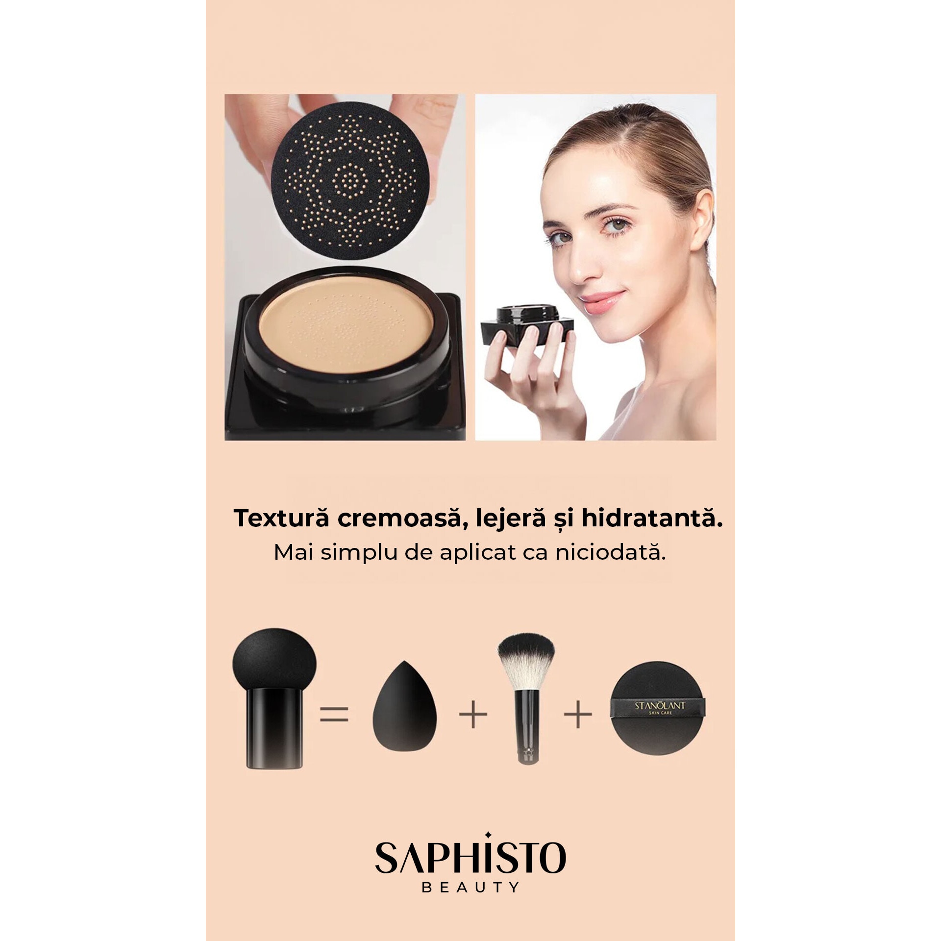Crema CC Beauty cu efect de matifiere cu aplicator inclus, Natural
