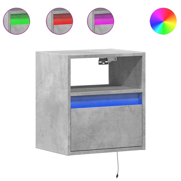 VidaXL 2 db betonszürke fali TV-szekrény LED-del 41 x 31 x 45 cm 20.2 kg