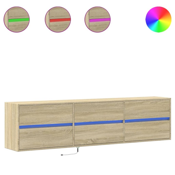 VidaXL sonoma tölgy színű falra TV-szekrény LED-del 180 x 31 x 45 cm 18.9 kg