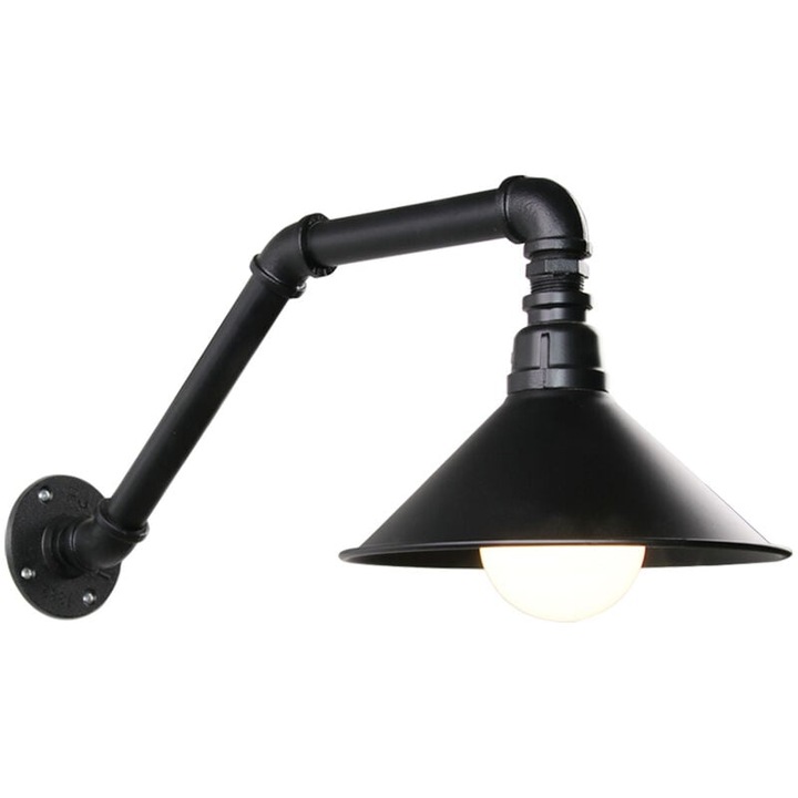 Винтидж индустриална аплика, Enforose, черна, с регулируемо рамо, за търговски и жилищни помещения