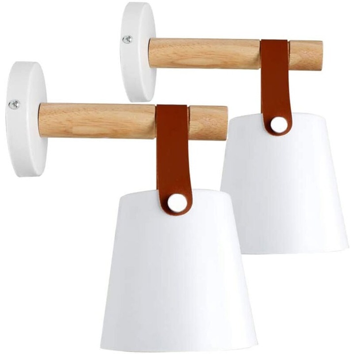 Set de 2 aplice moderne cu lampa de perete din fier forjat, stil metalic, candelabre creative nordice, E27 alb
