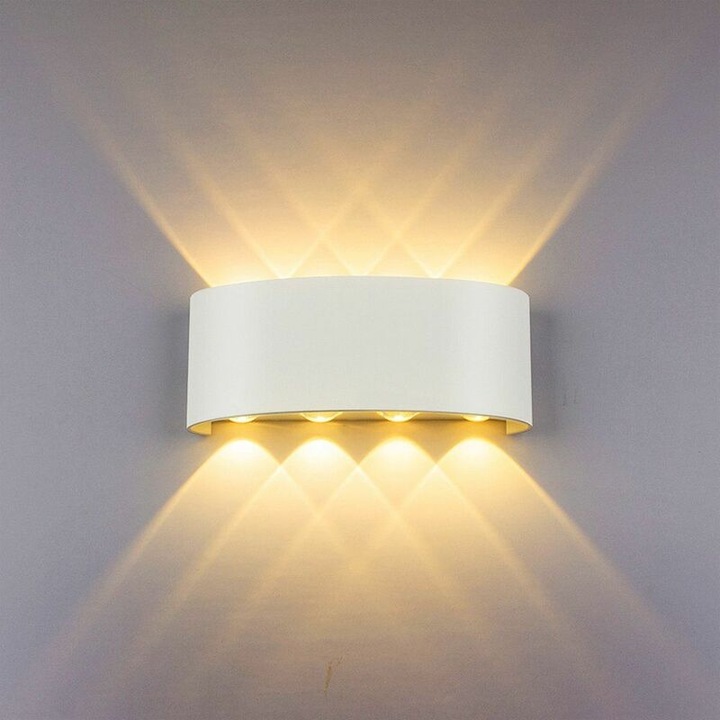 Бяла LED стенна лампа 8W, 22x9x5cm, интериорна, модерно осветление