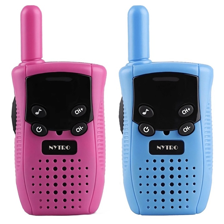 Преносима играчка радиостанция за деца NYTRO Walkie Talkie, Комплект от 2 бр., Син + Розов