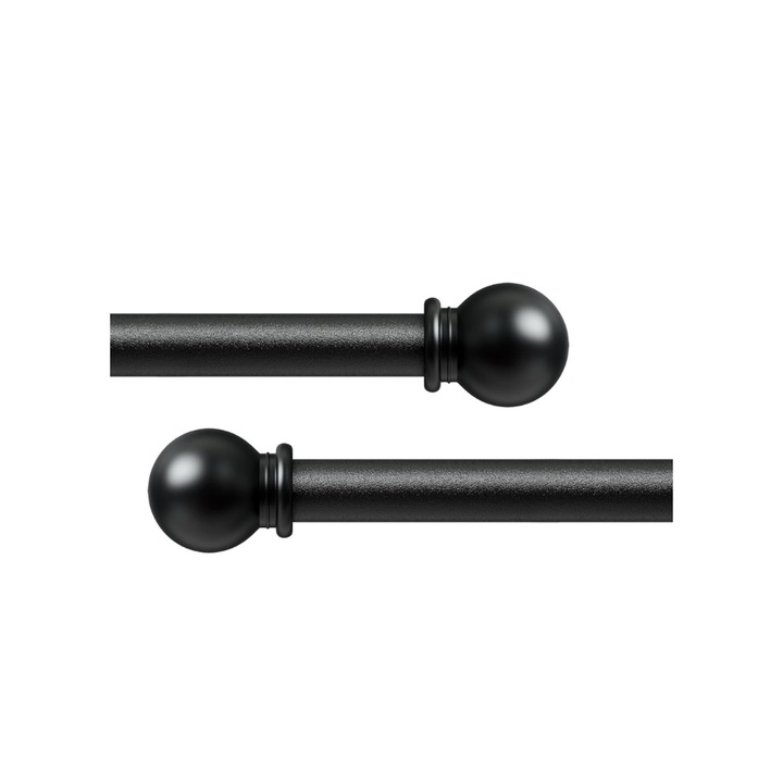 Корниз 120-215 см, комплект с опори, издръжлива метална шина за спалня и хол, лесен монтаж на стена, разтегателен, черен