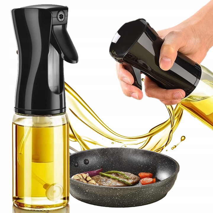 Dozator spray pentru ulei si otet PrzydaSie, sticla, negru, 22x6cm
