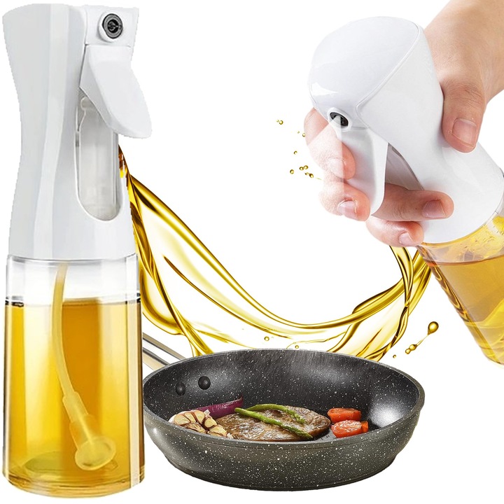 Spray dozator pentru ulei si otet PrzydaSie, sticla, alb/transparent, 22 x 6 cm