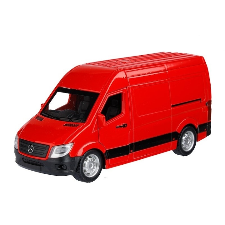 Кола Die Cast, Mercedes Benz Sprinter 1:32, червена, метал/пластмаса