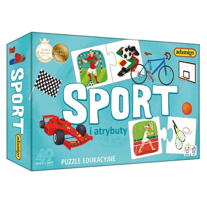 Adamigo oktató puzzle, 24 db, sport, többszínű