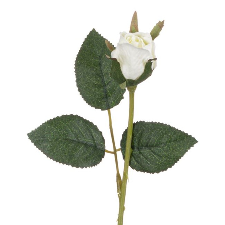 Művirág rózsa fehér bimbóval 21cm LIBBY
