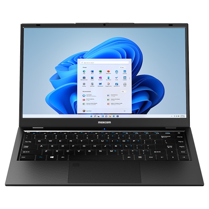 Laptop Maxcom Office mBook14 Lite cu procesor Intel® Celeron® N4020 4M Cache pana la 2.80 GHz, ecran 14”, 1366×768, 4GB, SSD 128 GB, Intel UHD 600, Windows 11 Home, negru