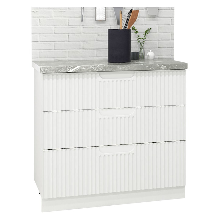 Corp bucatarie inferior MDF, Badenmob, seria Space, 80.01x50x78cm, Alb Rustic