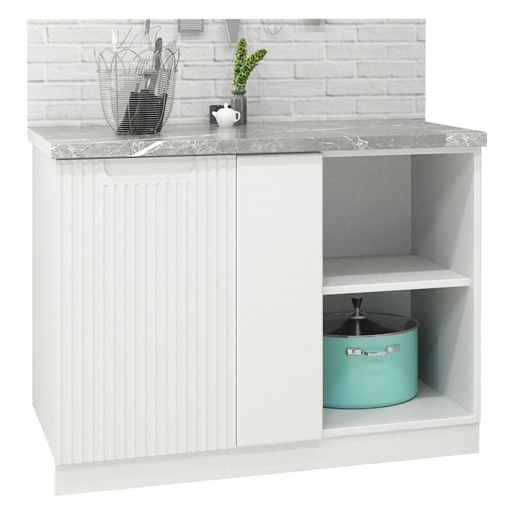 Corp bucatarie MDF inferior colt dreapta/stanga Badenmob, seria Space, alb, 100x78x50cm