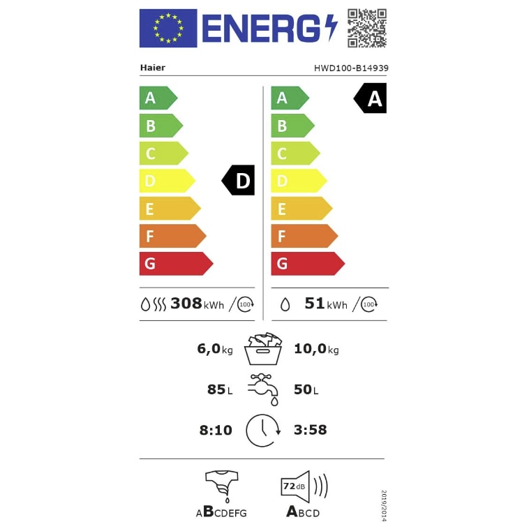 Masina de spalat cu uscator HAIER HWD100B14939, I-Pro Seria 3