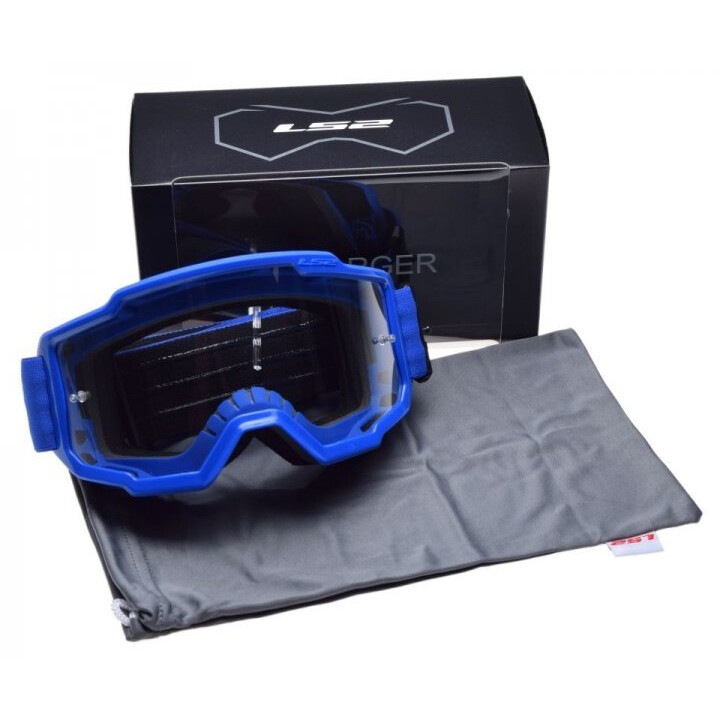 Очила за крос/ендуро/атв LS2, прозрачни стъкла, син цвят