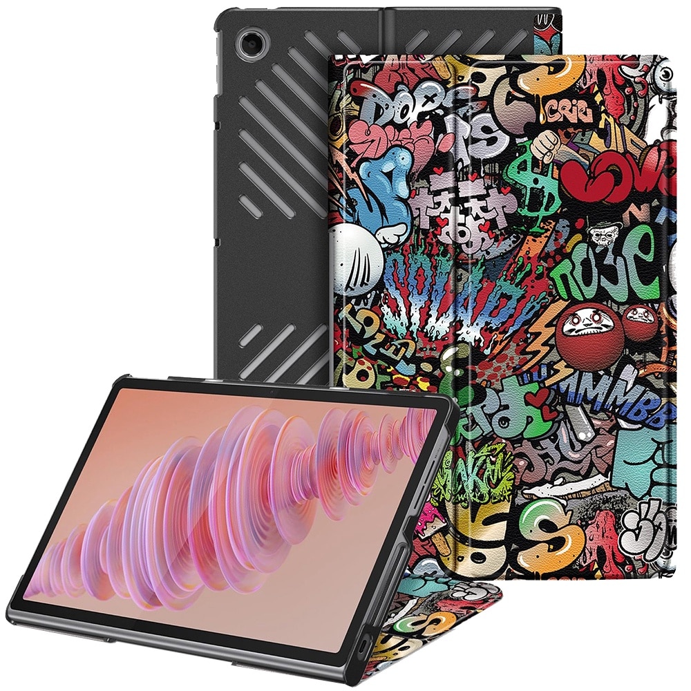 Husa pentru Lenovo Tab Plus 11.5 cu functie wake-up/sleep protectie 360 - graffiti
