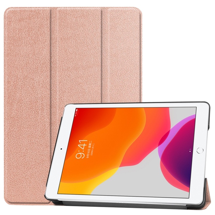 Калъф за iPad 10.2 2019/2020/2021, FoldPro, J53, микрофибър, розово злато