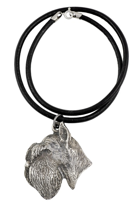 Colier cu pandantiv Schnauzer, Art-Dog, aliaj zinc-aluminiu, placat cu argint, lungime 50cm