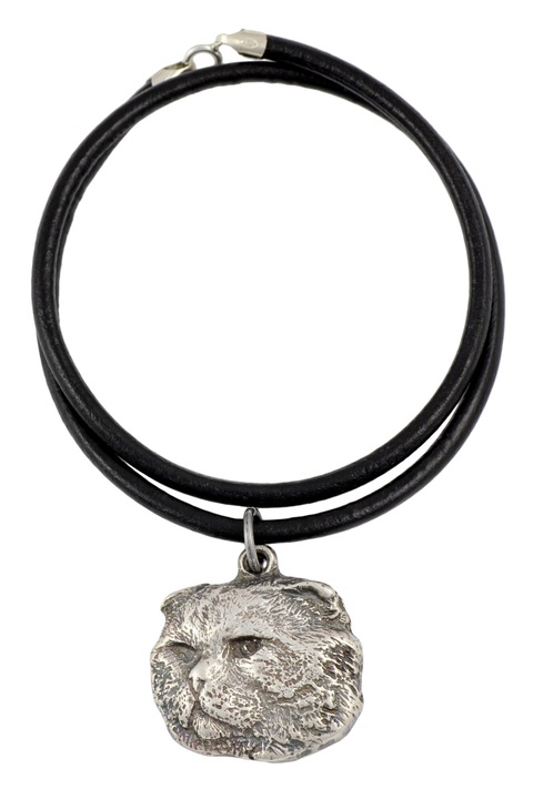 Colier cu pandantiv pisica, Art-Dog, aliaj zinc-aluminiu, placat cu argint, 50cm